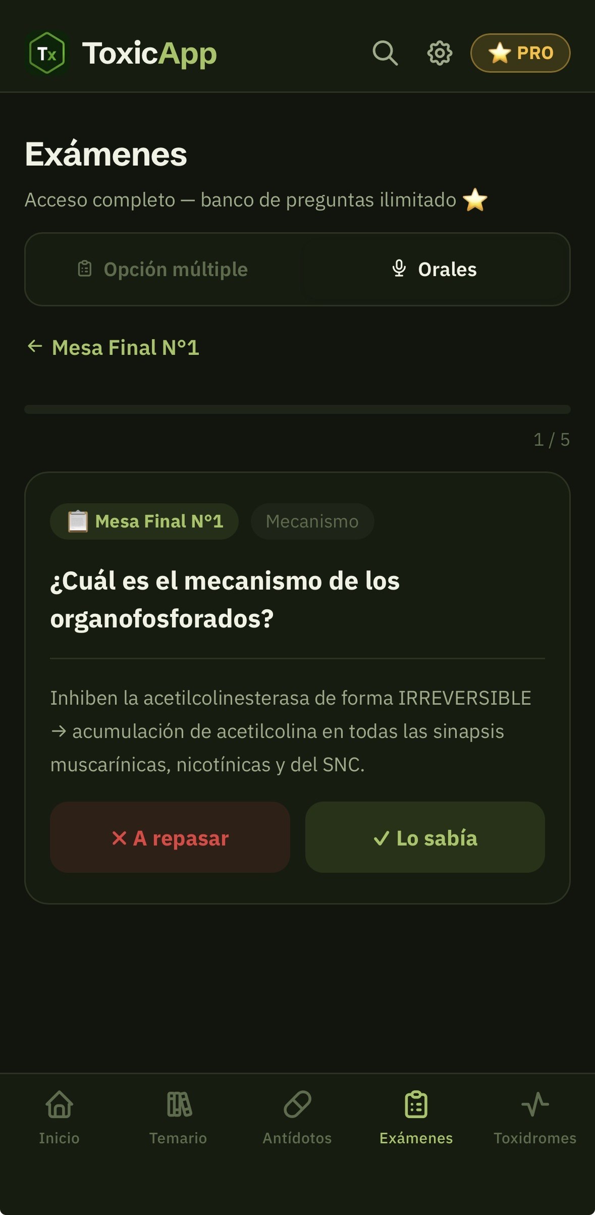 Flashcard de examen oral